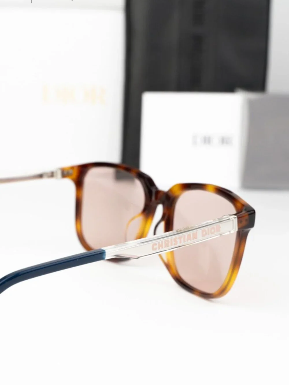 Dior Men Sunglasses Havana Pink Square DIORTAG SU 26E0 NEW AUTHENTIC